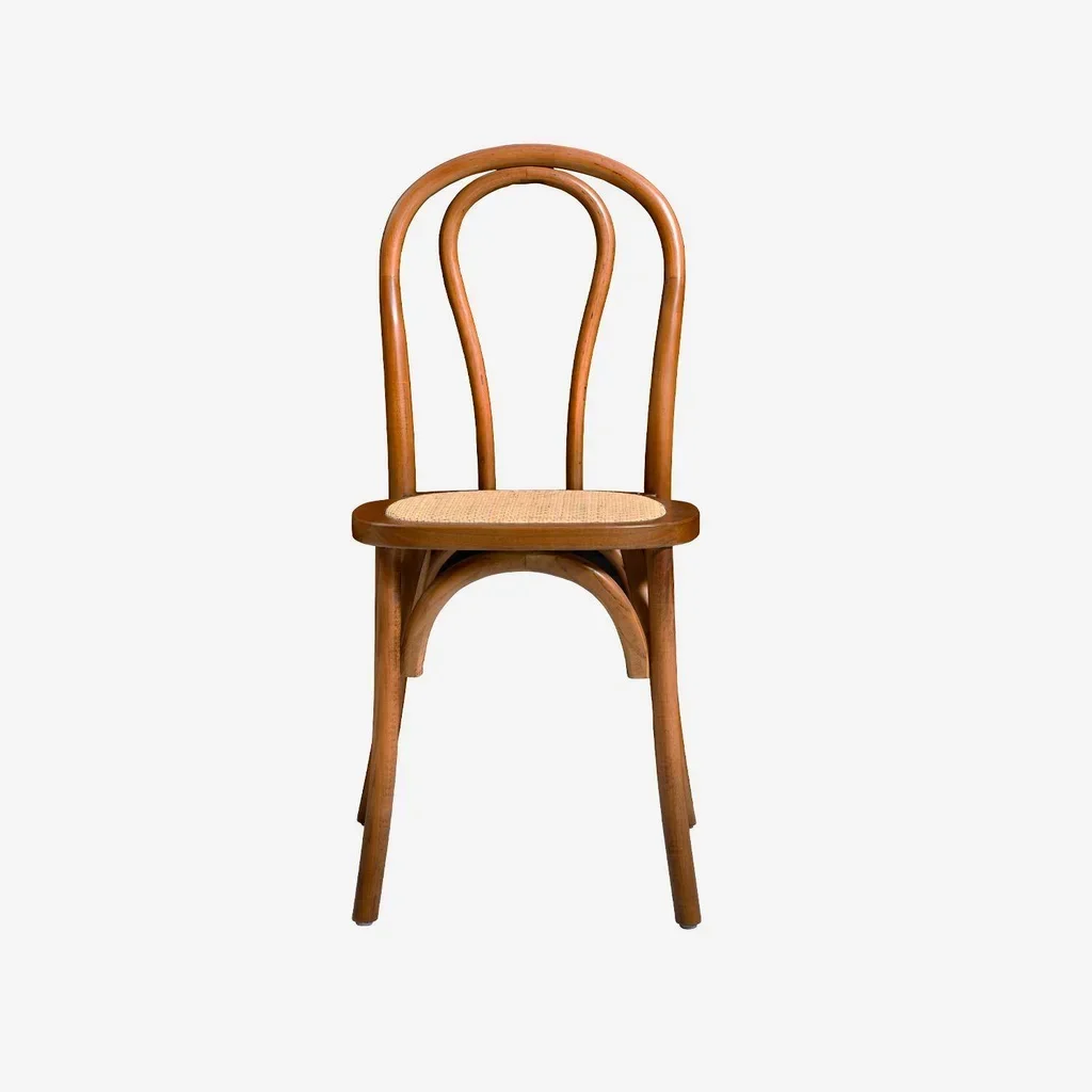 Lot de 4 chaises vintage bois et cannage naturel style bistrot parisien