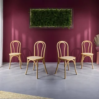 4 chaises vintage bois cannage naturel style bistrot Paris
