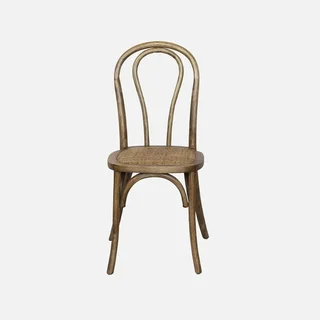 Lot de 4 chaises vintage bois et cannage naturel style bistrot parisien