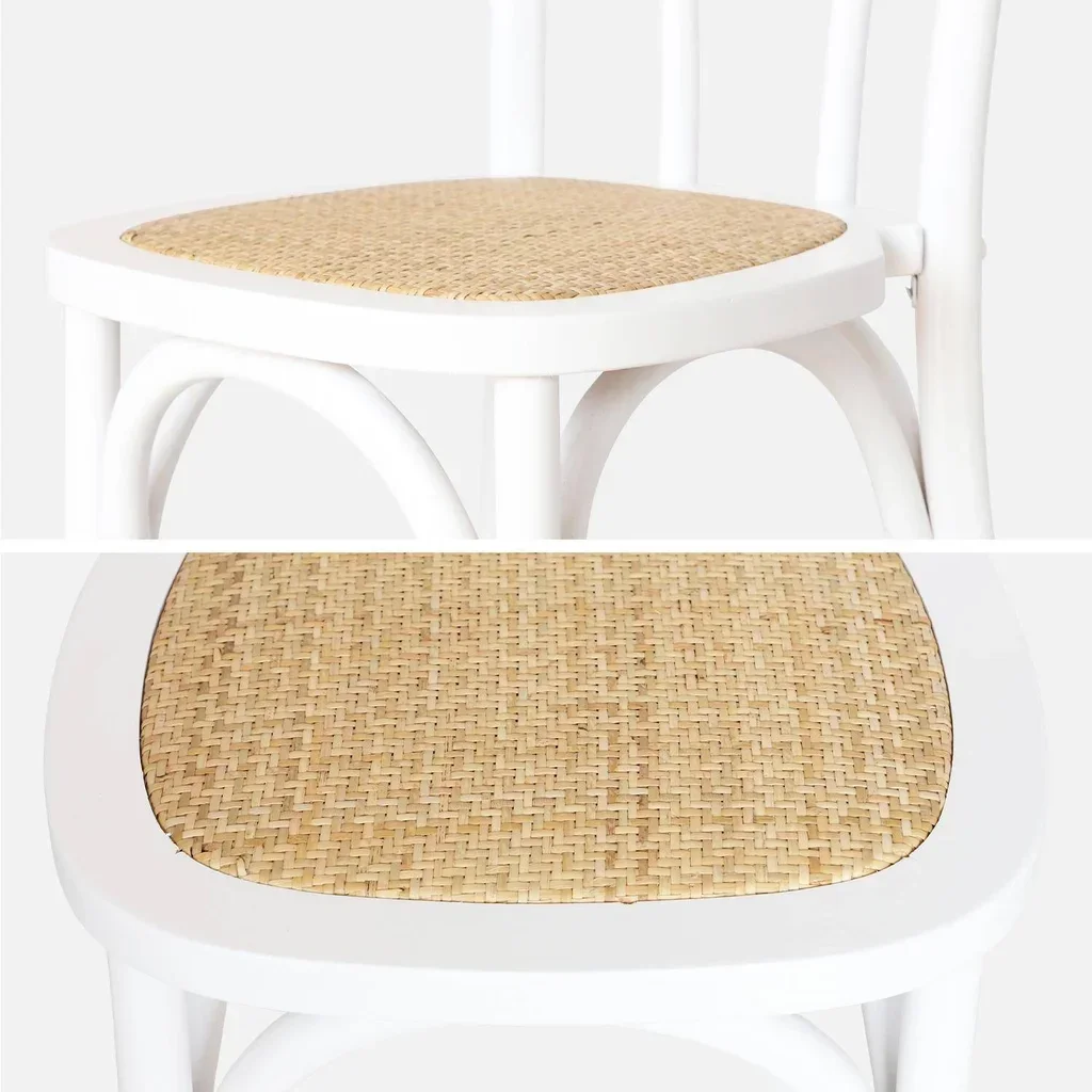 Lot 4 chaises vintage bois cannage naturel style bistrot Parisien