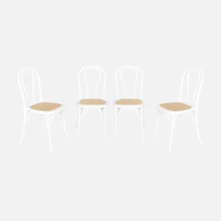 Lot 4 chaises vintage bois cannage naturel style bistrot Parisien