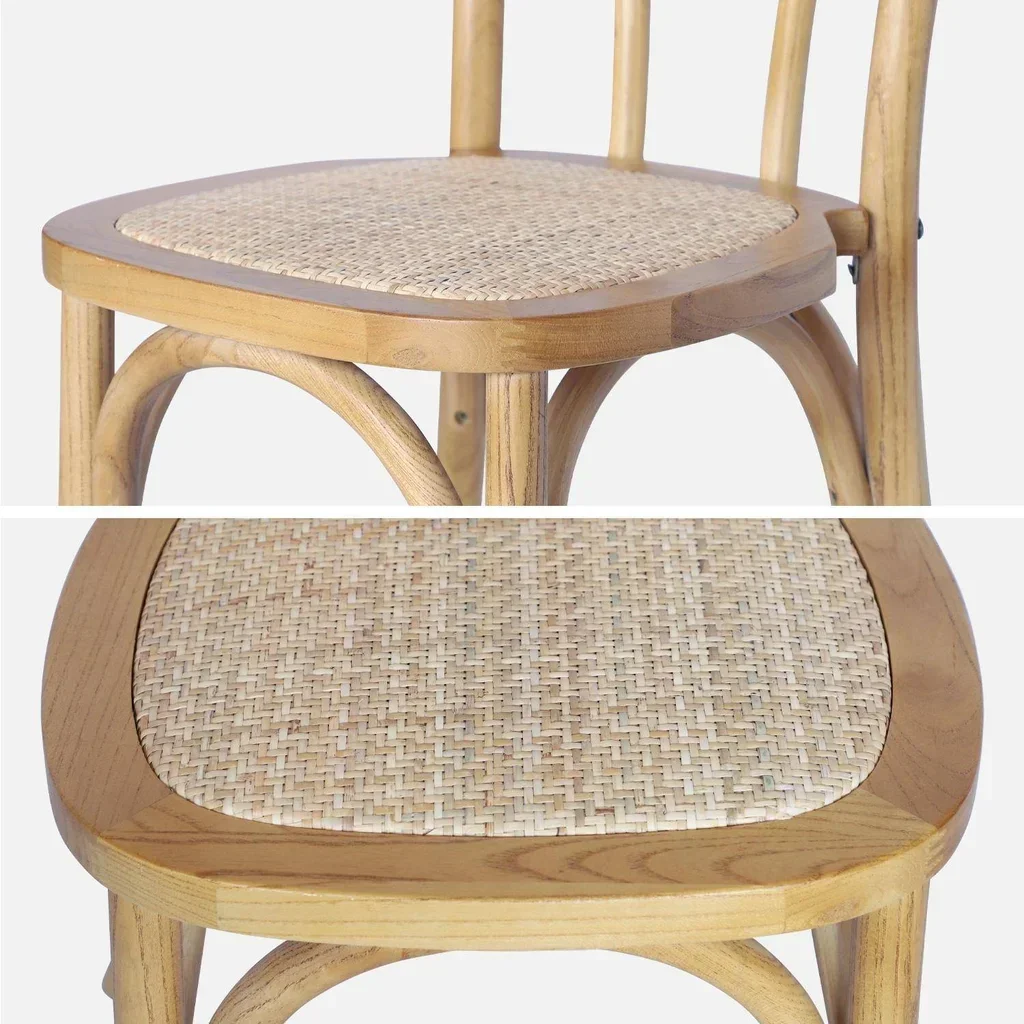 4 chaises vintage bois cannage naturel style bistrot Paris