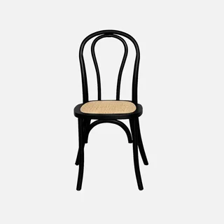 Lot de 4 chaises vintage en bois et cannage naturel style bistrot parisien