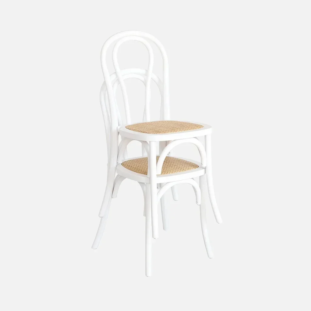 Lot 4 chaises vintage bois cannage naturel style bistrot Parisien