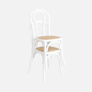 Lot 4 chaises vintage bois cannage naturel style bistrot Parisien