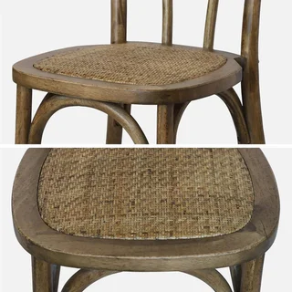 Lot de 4 chaises vintage bois et cannage naturel style bistrot parisien