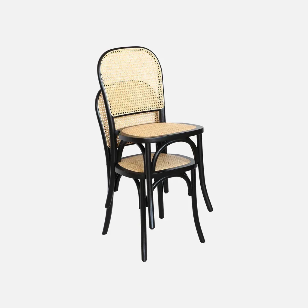 Lot 4 chaises anciennes bois cannage naturel vintage Montparnasse