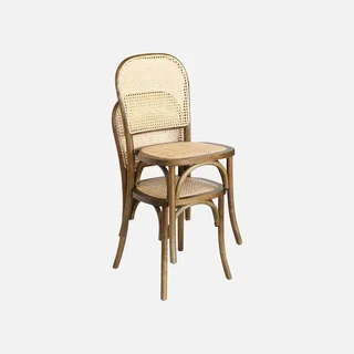 Lot 4 chaises anciennes bois cannage naturel vintage Montparnasse