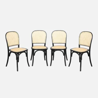 Lot 4 chaises anciennes bois cannage naturel vintage Montparnasse