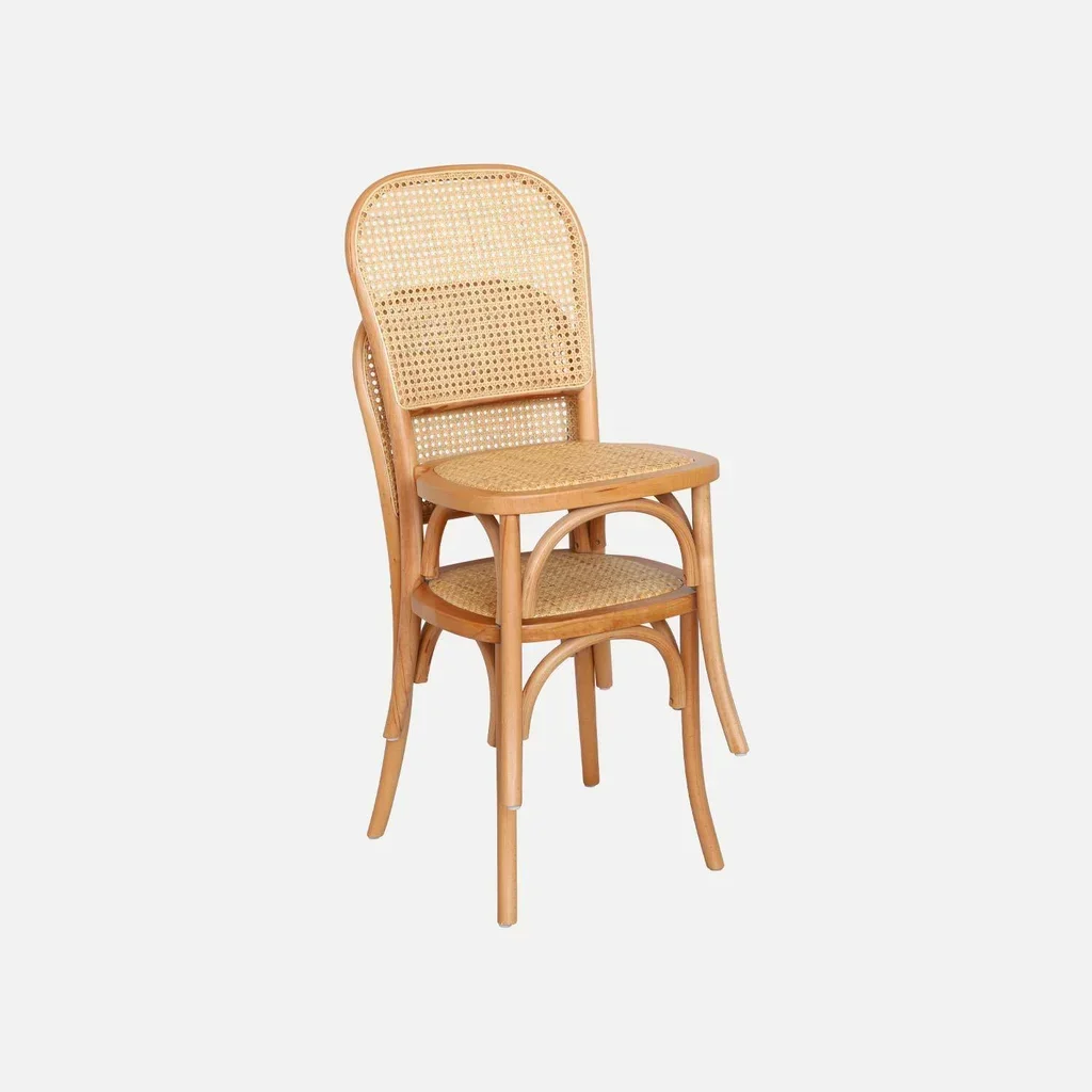 Lot 4 chaises vintage bois cannage Montparnasse
