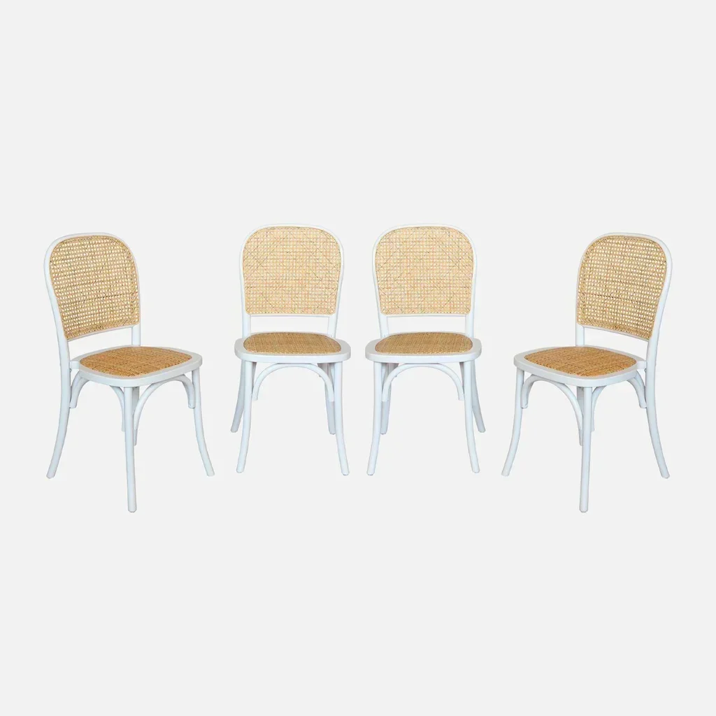 Lot 4 chaises anciennes bois cannage naturel vintage Montparnasse
