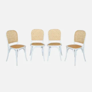 Lot 4 chaises anciennes bois cannage naturel vintage Montparnasse