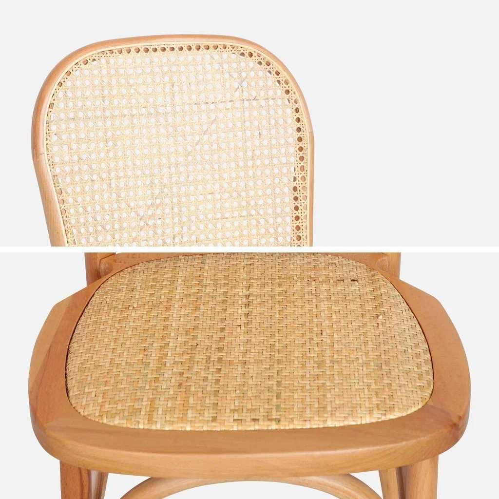 Lot 4 chaises vintage bois cannage Montparnasse