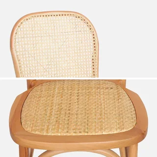 Lot 4 chaises vintage bois cannage Montparnasse