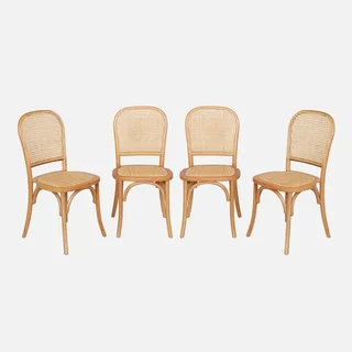 Lot 4 chaises vintage bois cannage Montparnasse