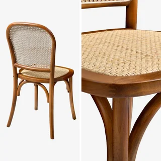 Lot 4 chaises vintage bois cannage naturel Montparnasse