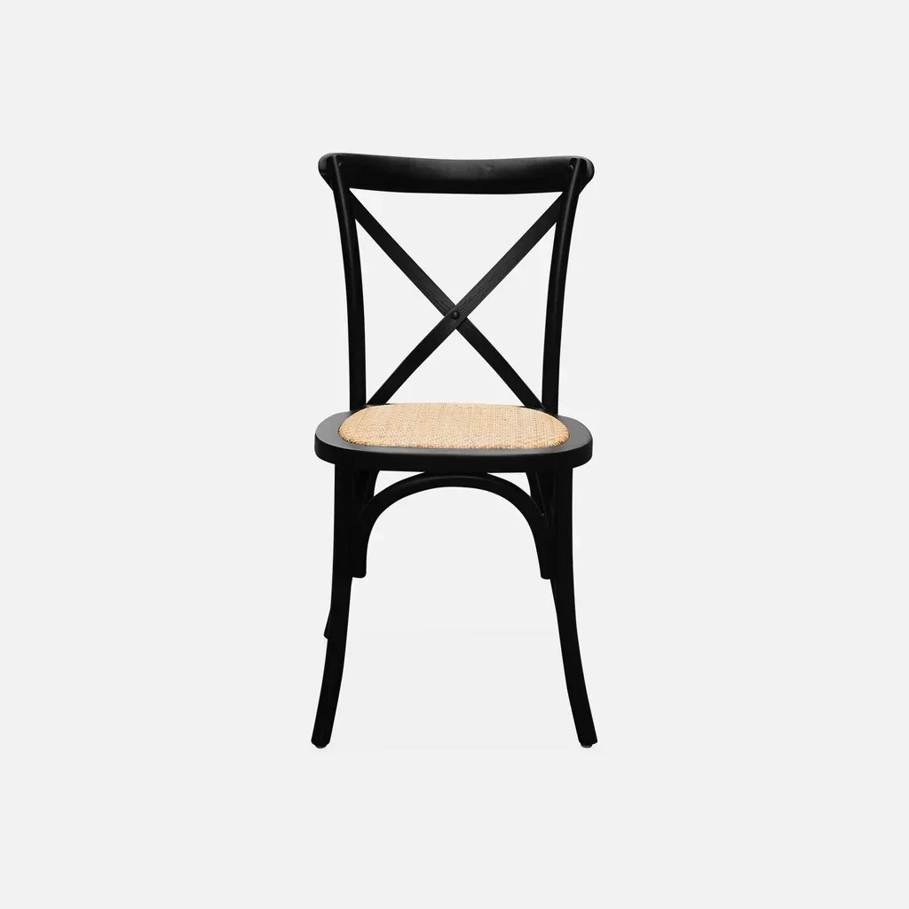 Lot 4 chaises bistrot vintage bois rotin empilables