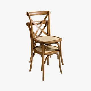 Lot 4 chaises bistrot vintage bois assise rotin empilables