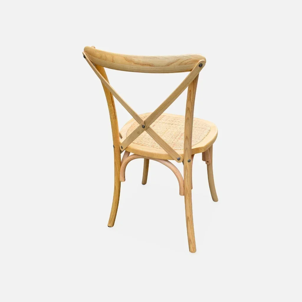 Lot 4 chaises bistrot vintage bois Belleville rotin empilables