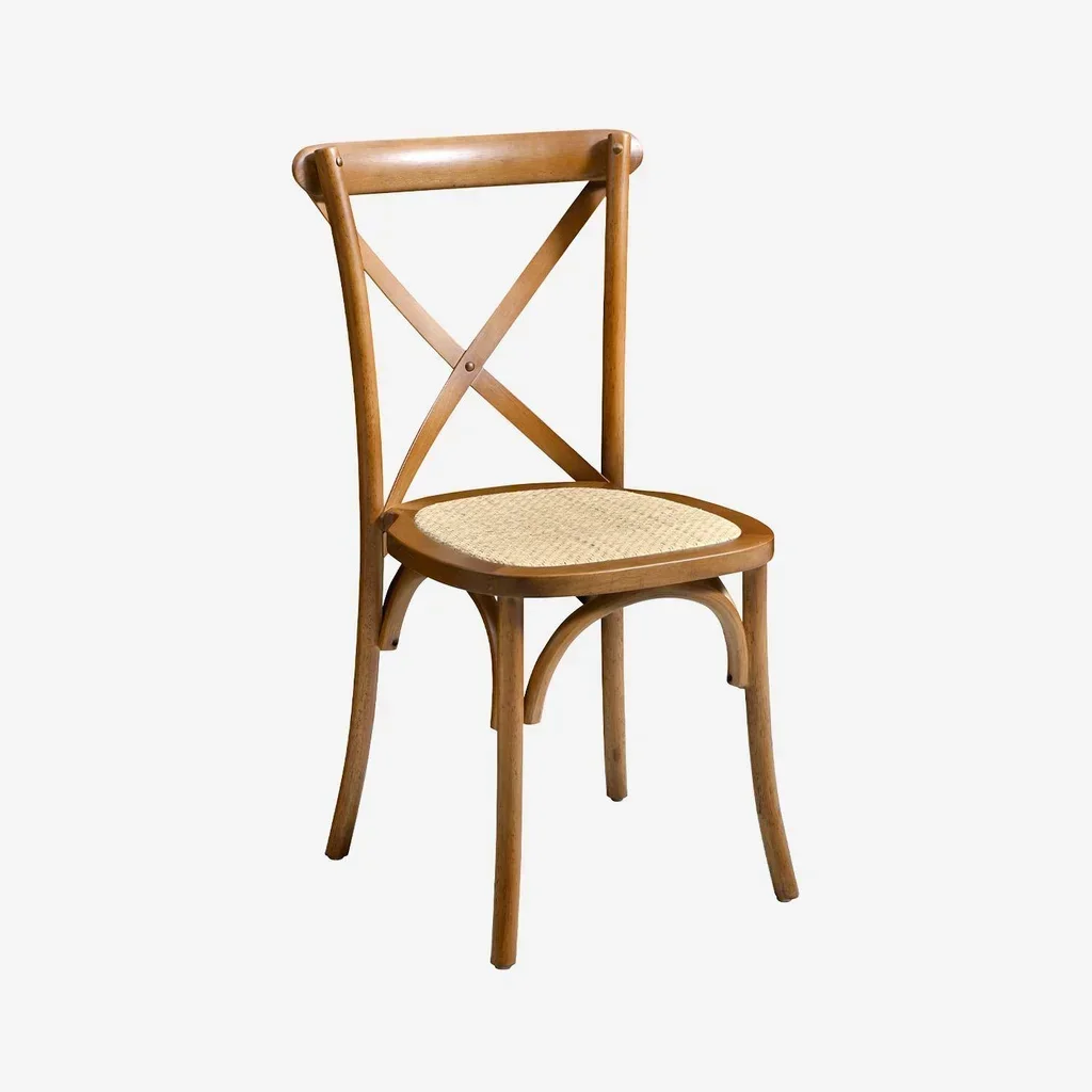 Lot 4 chaises bistrot vintage bois assise rotin empilables