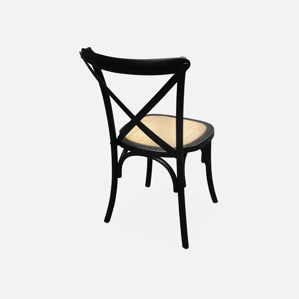 Lot 4 chaises bistrot vintage bois rotin empilables