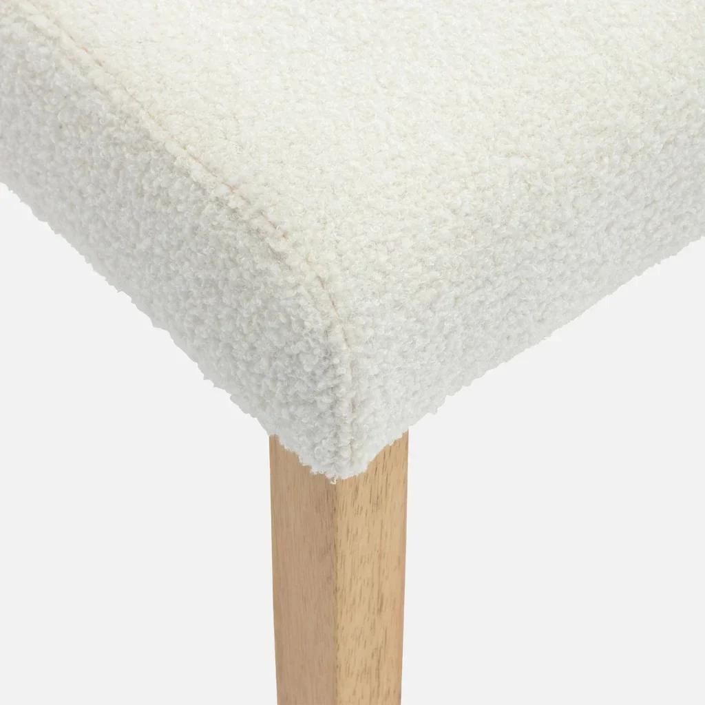 Lot de 4 chaises scandinaves bois hévéa assise bouclette beige Rita