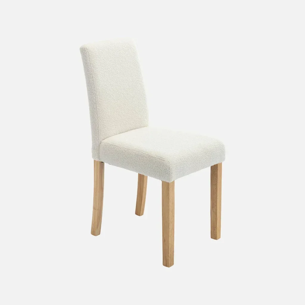 Lot de 4 chaises scandinaves bois hévéa assise bouclette beige Rita