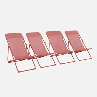 Lot 4 chaises chiliennes pliantes acier textilène jardin confort
