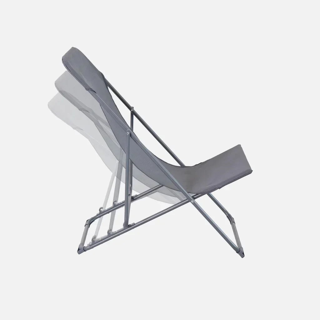 Lot 4 chaises chiliennes pliantes acier textilène jardin Livorno