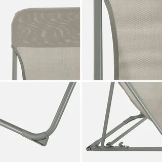 Chaises chiliennes pliantes acier textilène jardin confort lot 4