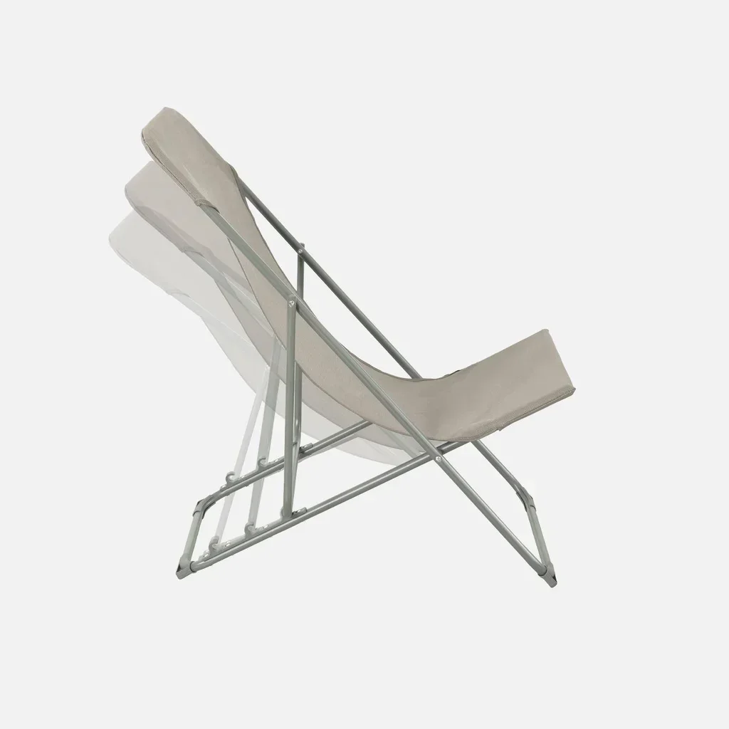 Chaises chiliennes pliantes acier textilène jardin confort lot 4