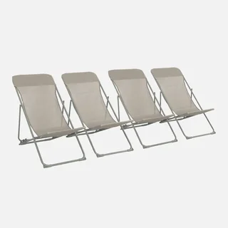 Chaises chiliennes pliantes acier textilène jardin confort lot 4