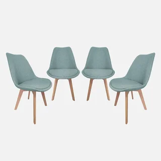 Lot 4 chaises scandinave hêtre massif tissu design nordique Nils