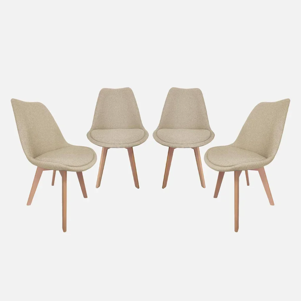 Chaises scandinaves Nils hêtre massif tissu lot 4 design nordique