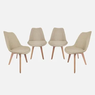 Chaises scandinaves Nils hêtre massif tissu lot 4 design nordique