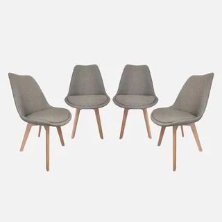 Lot 4 chaises scandinaves hêtre massif tissu design nordique Nils