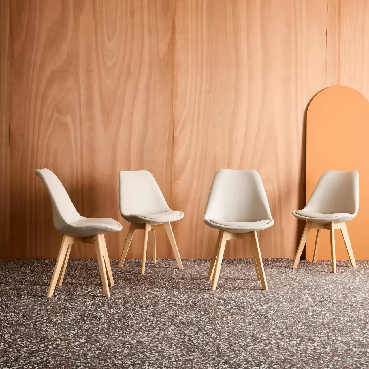 Chaises scandinaves Nils hêtre massif tissu lot 4 design nordique