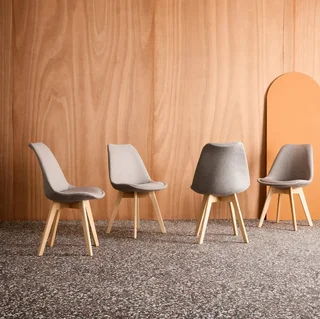 Lot 4 chaises scandinaves hêtre massif tissu design nordique Nils