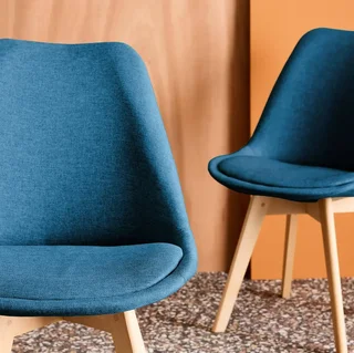 Chaises design scandinave hêtre massif tissu lot 4 Nils