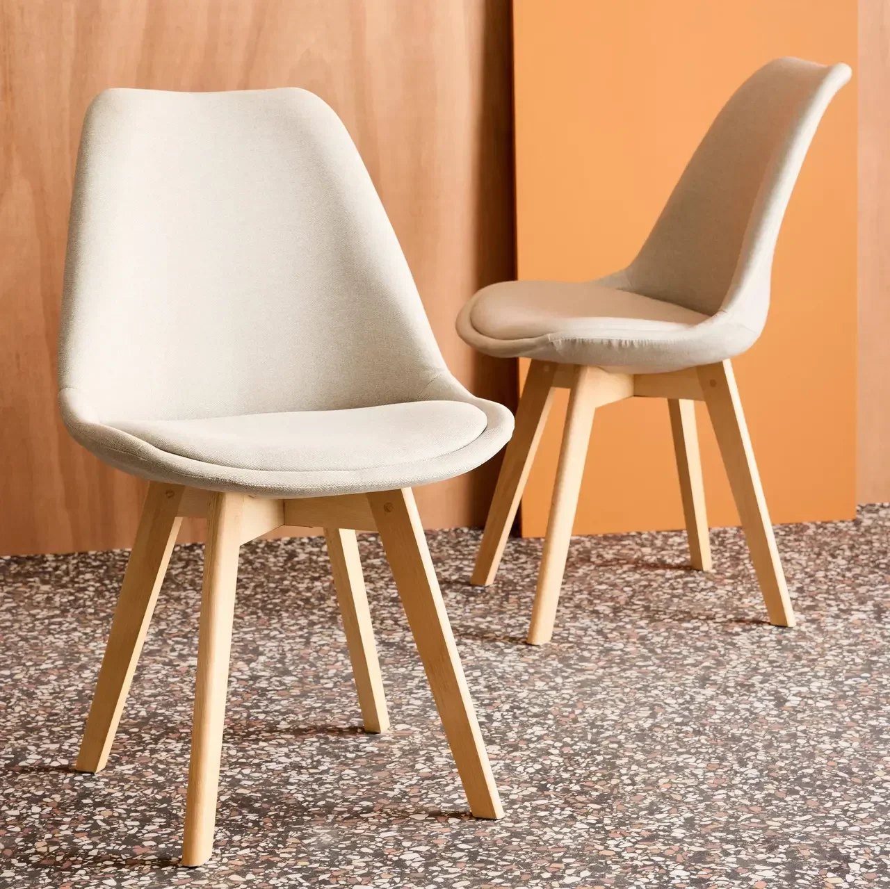 Chaises scandinaves Nils hêtre massif tissu lot 4 design nordique