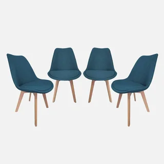 Chaises design scandinave hêtre massif tissu lot 4 Nils