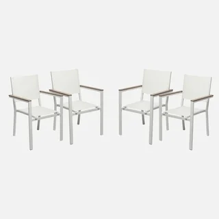 Lot 4 chaises jardin Miami aluminium empilables blanc gris
