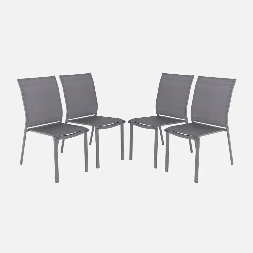 4 chaises empilables jardin aluminium Buffalo design moderne