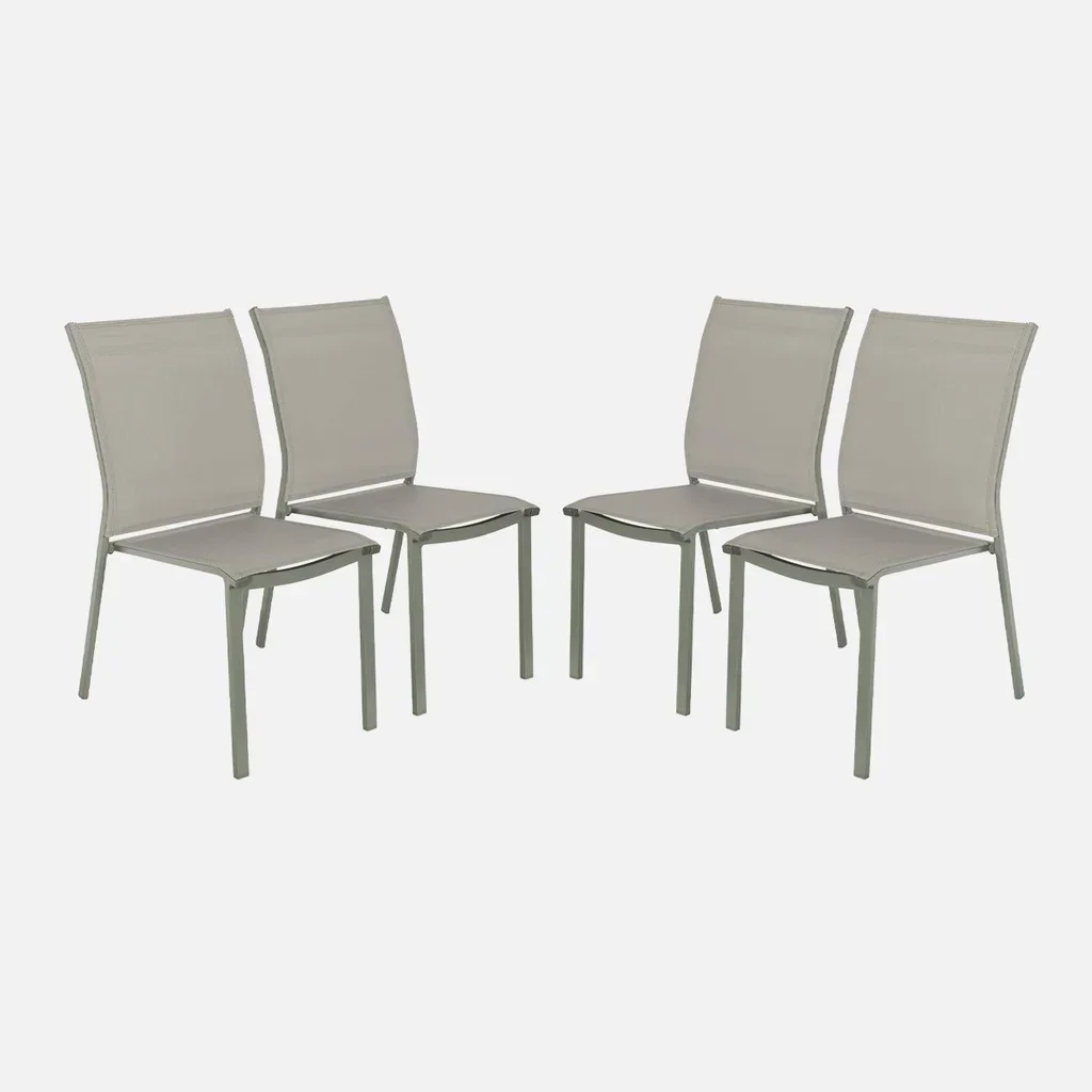 4er Set stapelbare Aluminium Gartenstühle modern leicht