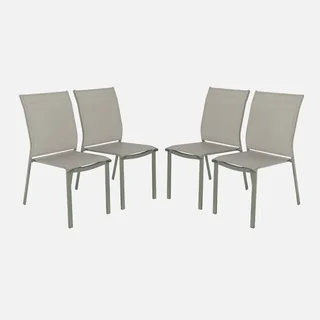 4er Set stapelbare Aluminium Gartenstühle modern leicht