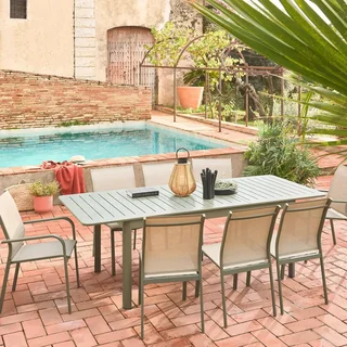 4er Set stapelbare Aluminium Gartenstühle modern leicht