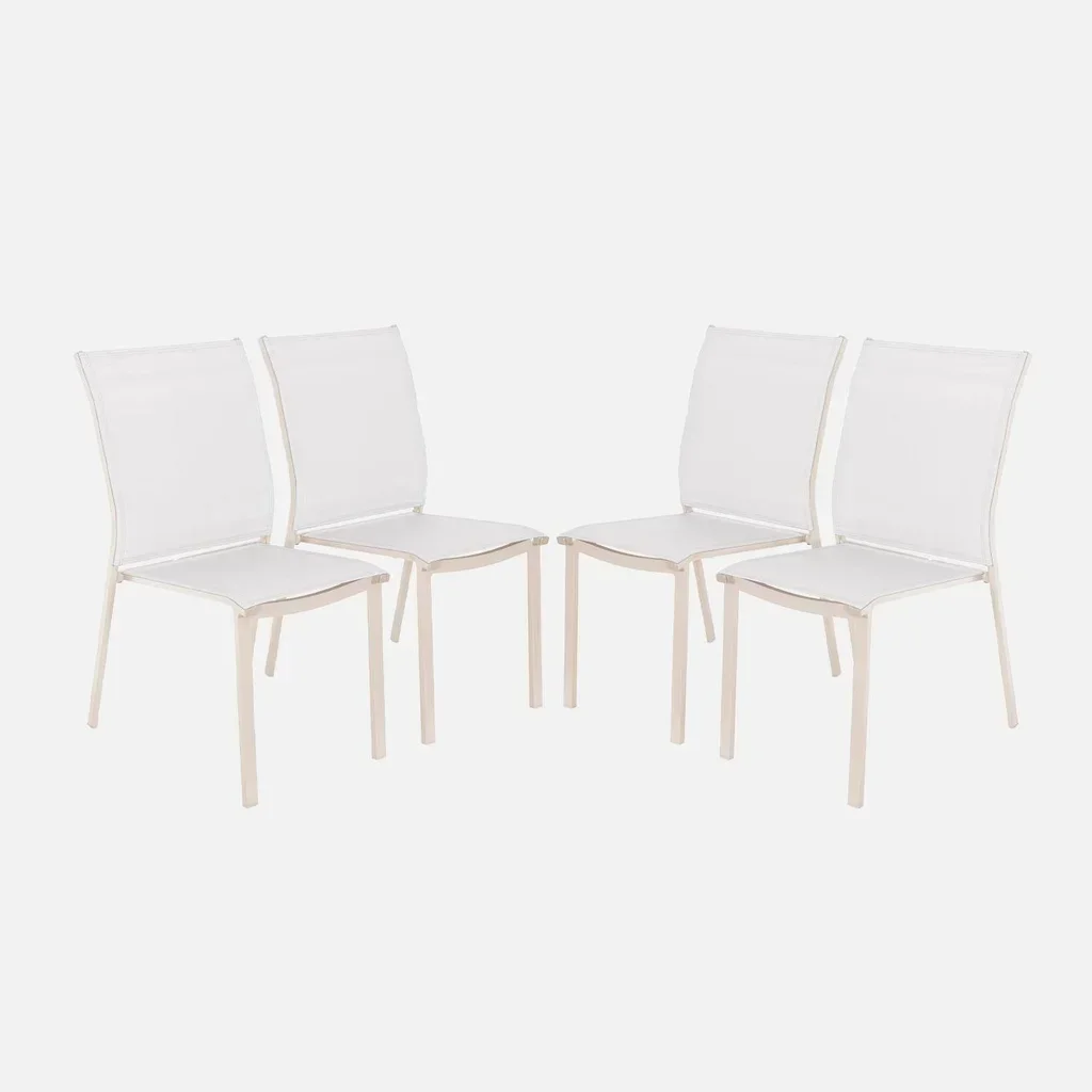 4er Set stapelbare Aluminium Gartenstühle modern leicht