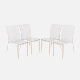 4er Set stapelbare Aluminium Gartenstühle modern leicht