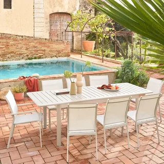 4er Set stapelbare Aluminium Gartenstühle modern leicht