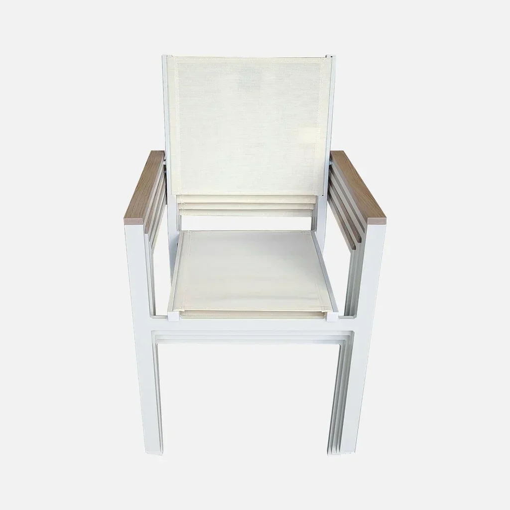 Lot 4 chaises jardin Miami aluminium empilables blanc gris
